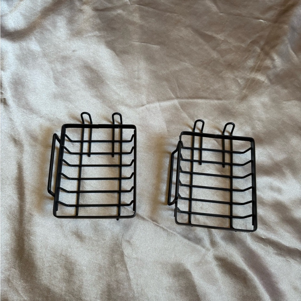 Set of 2 Black Metal Soap/Loofah Holders
